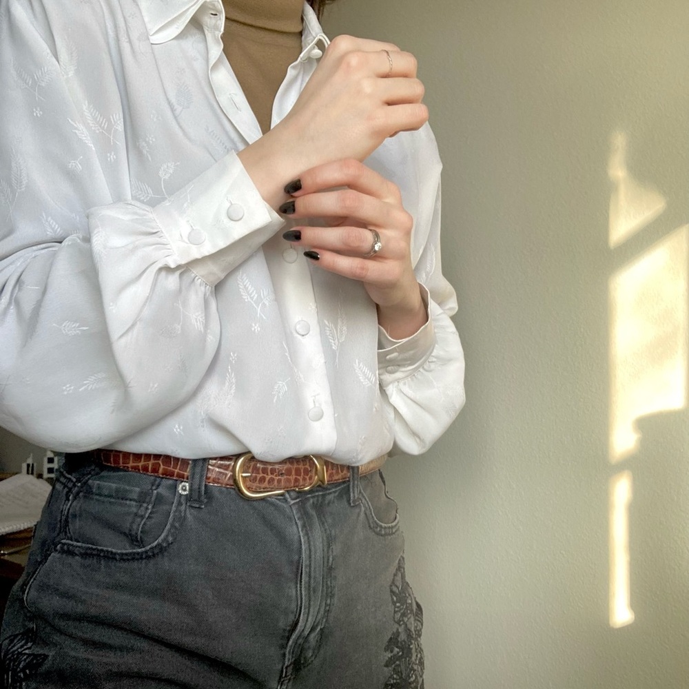 Vintage silky bishop-sleeve blouse